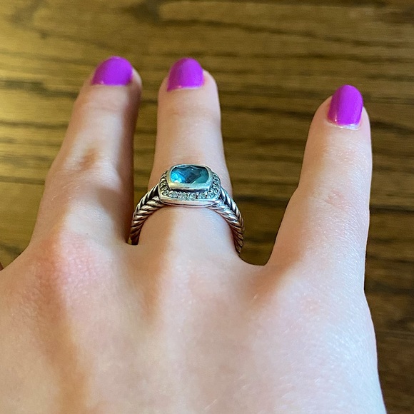 DAVID YURMAN Petite Albion Ring with Blue Topaz and Diamonds - Picture 6 of 7